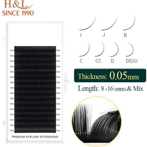 H&L SINCE 1990 16Rows 0.05 Thickness Individual Eyelash Lashes Maquiagem Cilios For Professionals Soft Mink Eyelash Extension