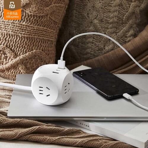 Youpin mijia Rubiks cube socket with power adapter smart fast 3 national standard plug 2USB1Type-C1.5m extension cord plug