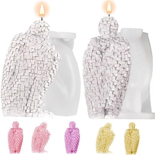 Mosaic Thinker Portrait Candle Silicone Mold Gypsum Furnishing Articles Meditative Body Art Candle Mold Making 97*58*43mm