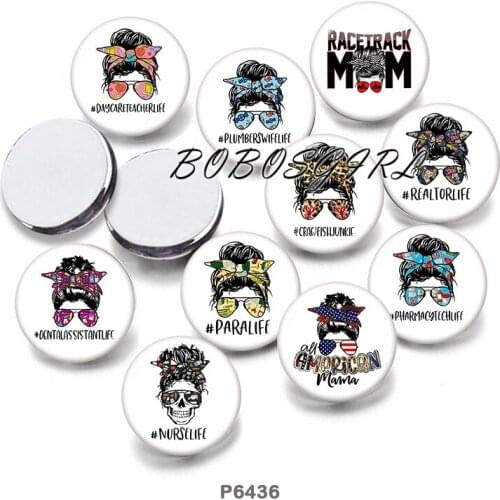 MOM Headscarf glasses 12mm/18mm/20mm/25mm/30mm Round Glass Cabochon Flat Back Making Findings P6490