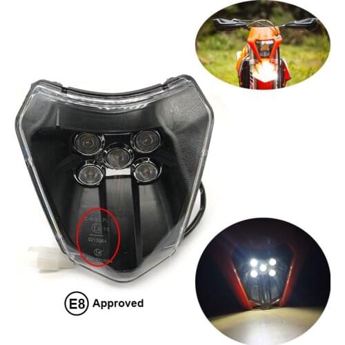 E8 Emark Enduro Dual Sport Motorcycle Supermoto LED Headlight For KTM EXC EXCF SXF SX XC XCW XCF XCFW 125 150 250 350 450 530