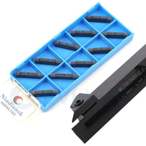 MGEHR2525 MGEHL CNC Lathe Groove Cutting Tool Holder Positive Negative +10Pc MRMN300 Carbide Blade Chips Smooth High Quality Set