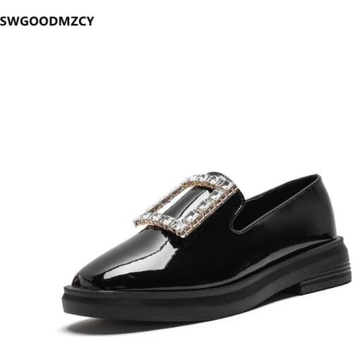 Crystal Slip on Shoes for Women Loafers Women 2021 Fashion Women Leather Casual Shoes Barefoot Shoes Patent Leather Zapato Mujer