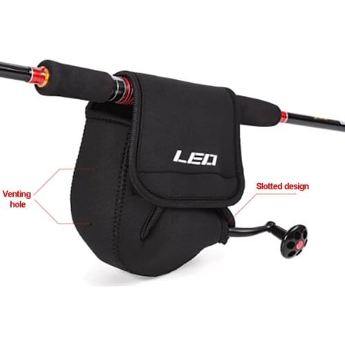 High quantity Neoprene Fishing Reel Bag Protective Case Cover Pouch Storage Portable Black Bag S/M/L