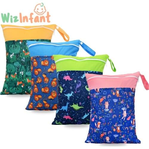WizInfant Wet Dry Bag With Two Zippered For Baby Diapers Nappies Waterproof Reusable 330*38cm Baby Nappy Bag