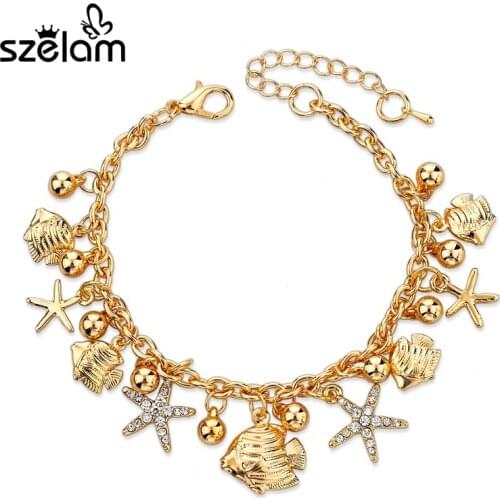 2019 Crystal Fancy Star Chain & Link Trendy Bracelets For Women Jewelry European Design Gold Charm Bracelets Bangles SBR150176