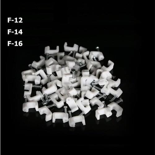 12mm 14mm 16mm Flat Cable Clips With Nail PE Flat Nail Clips To Fix Single Or Multiple Cables 100pcs/bag