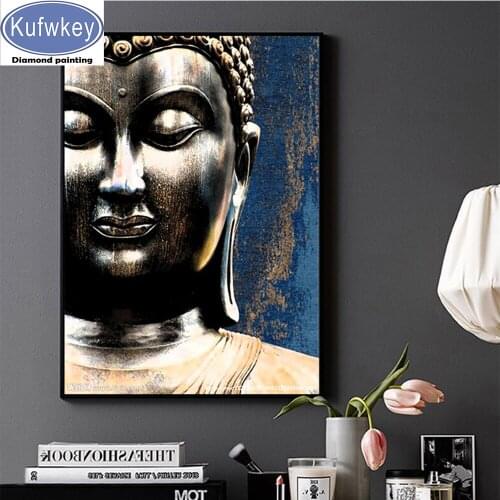 Diamond embroidery black white Buddha picture diamond painting cross stitch religion icons 5d full square round drill 5d puzzles