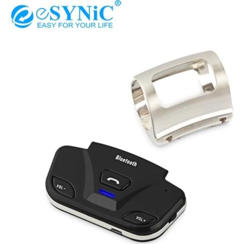 ESYNiC Car Steering Wheel Bluetooth-compatible Handsfree Handset Speaker Car Kit Support English/Spanish/Chinese Voice Prompt