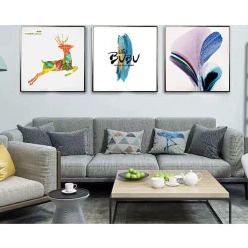 BALLEAY ART Deer Floral Canvas Painting Bedroom Living Room Art Print Poster Wall Modern Home Decoration Oil Modular Pictures