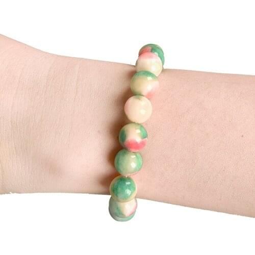 Seven color stone beads round beads making handmade diy design Seven -color Jasper Bracelet for ladies