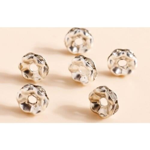 100pcs 6*6mm Loose Spacer Beads DIY Bracelets Necklaces Silver Color Crystal Rondelles Beads for Jewelry Accessories Making