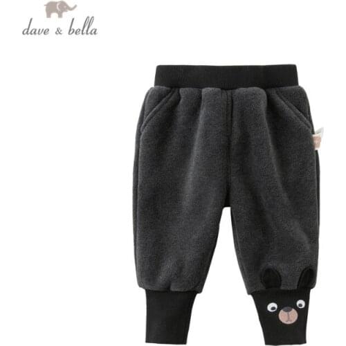 DBX15595 dave bella winter baby boys fashion cartoon pockets pants children full length kids pants infant toddler trousers