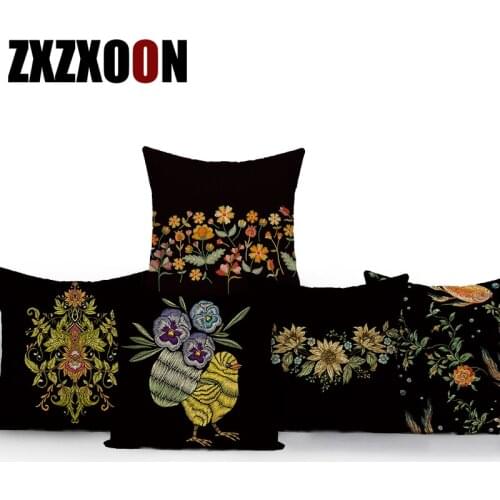 Animals Fish Bird Flower Floral Polyester Decorative Pillows Cushion Case Cover for Living Room Decoration Pillowcase