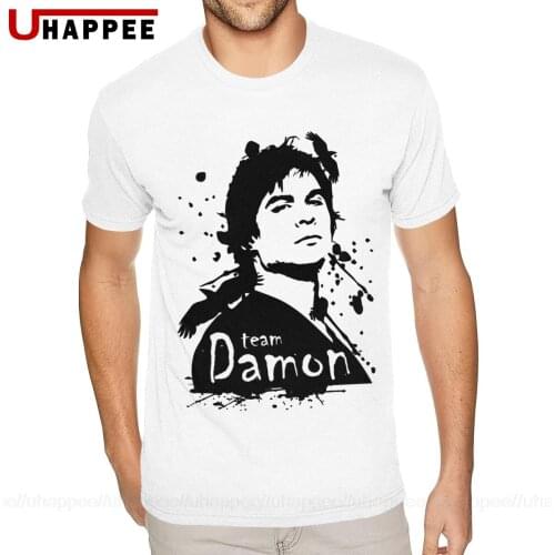 Damon Salvatore The Vampire Diaries Tee Shirt Adult Urban Shirts Mens Short Sleeve Fashion Brand Top Apparel