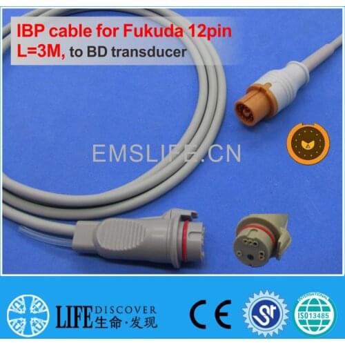 Fukuda 12pin IBP cable for BD disposable pressure transducer
