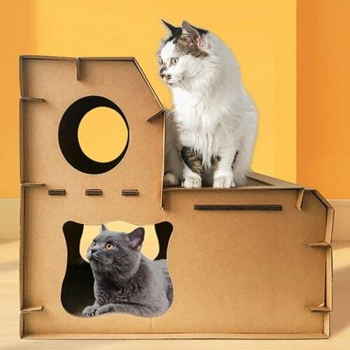 Corrugated Ladder Cat House Easy Installation Grand View Platform Multidirectional Import And Export Design Cat Nest Cat Toys