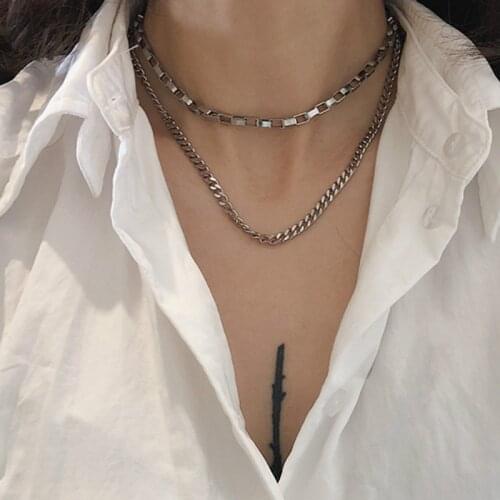 Cuban Link Choker Stainless Steel Chains Necklaces Clavicle Chain Fashion Jewelry for Woemn