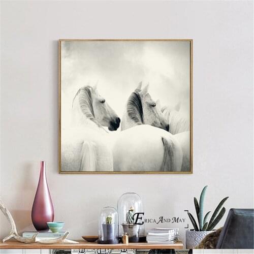 Horse Beautiful White Oil Painted Poster And Print Canvas Art Painting Wall Pictures For Living Room Decoration Home Decor