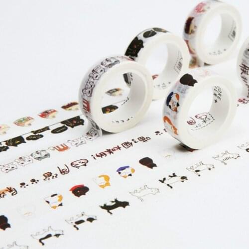 Creative Kawaii Cartoon Cat Masking Tape Cute DIY Decoration Handbook Diary Paper Washi Tape Stationary Sticker School 024036