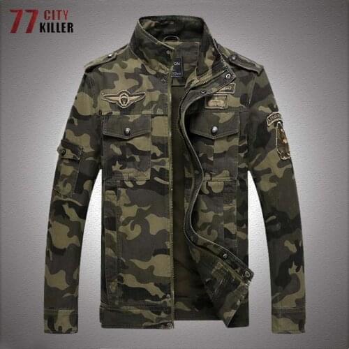 Military Bomber Jackets Men Spring Autumn Cotton Camouflage Pilot Cargo Jacket Mens Camo Embroidery Flight Outwear Veste Homme