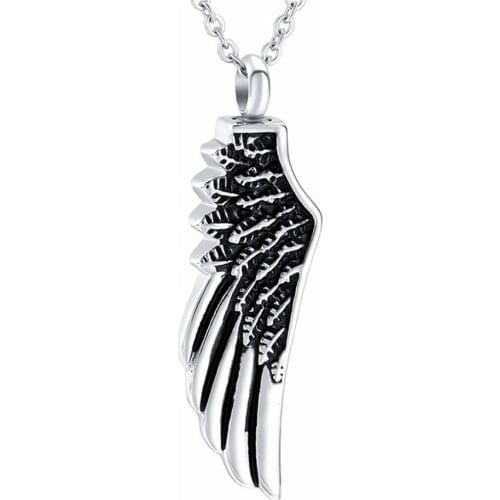 Memorial Jewelry Angel Wing Stainless Steel Cremation Urn Necklace Hold Human/Pet Ashes For Women - Memorial Jewelry