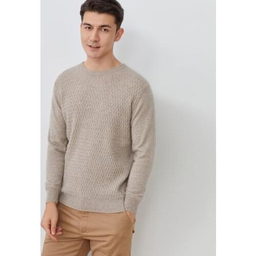 Autumn and winter mens round neck business pullover sweater fashion cashmere sweater thick diamond oversized loose pullover