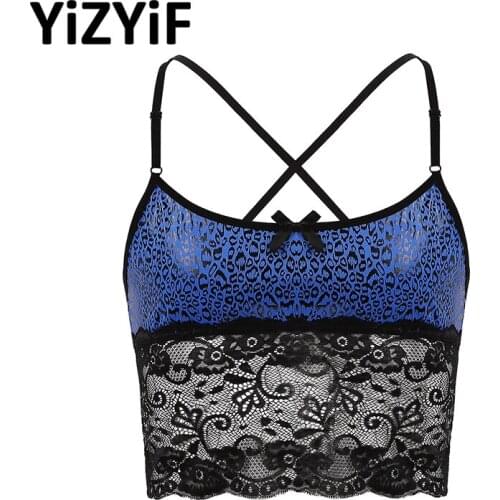 Mens Erotic Costume Vest Tanks Tops Cropped Men Sexy Leopard Printed Lace Spliced Camisole Crop Tops Male Nightwear Sleepwear