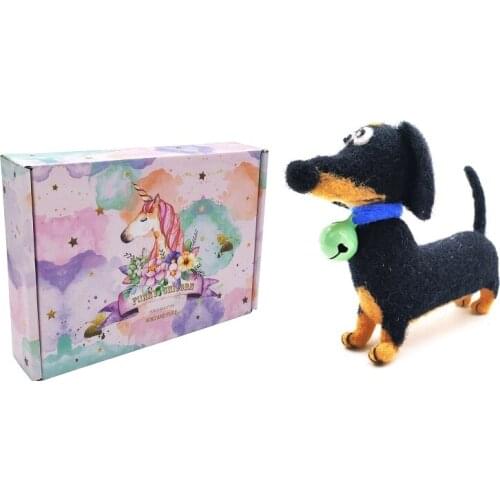 Needle Felting Kit Dog for Beginners, Felting Needles, Finger Guards, Felting Mat, DIY Felting Craft with Gift Box Height (7cm)