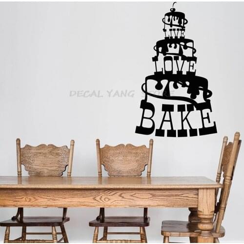 Cake Wall Decal Bakery Bakehouse Quote Logo Vinyl Window Stickers Love Bake Baking Shop Interior Decor Removable Cafe Mural M069