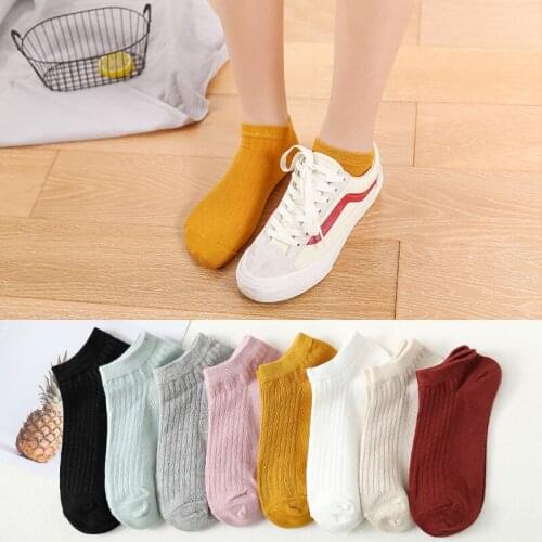 2020 New Simple Women Socks Solid Color Boat Socks Breathable Womens Cotton Spring Summer Socks High Quality 5Pairs/lot
