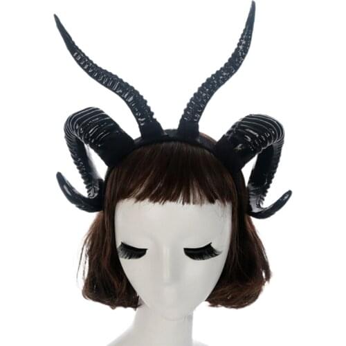 Halloween Hair Hoop Novelty Sheep Horn Headband Performance Headdress Ox Horn Headbands Cosplay Hair Accessories