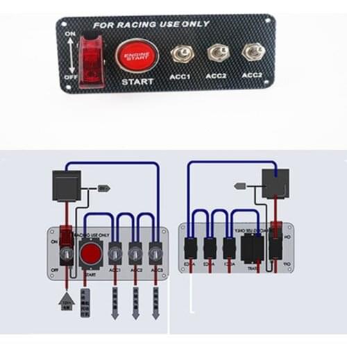 12V Car Race Ignition Switch Panel Engine Start Push Button Ignition Switch Panel Kit LED Ignition Switch Panel for Racing