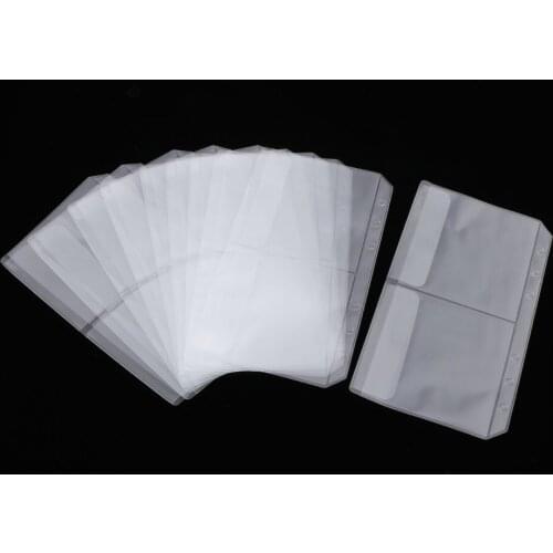 10 Pack 2 GridS Binder Pocket 6 Holes Loose Leaf Bags Binder Zipper Folders Plastic Document Bags for Home Office Supplies