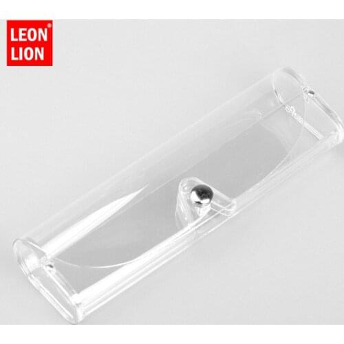 LeonLion Practical Glasses Case Transparent Plastic Mirror Box Button Transparent White Dark Buckle Box Reading Glasses Box