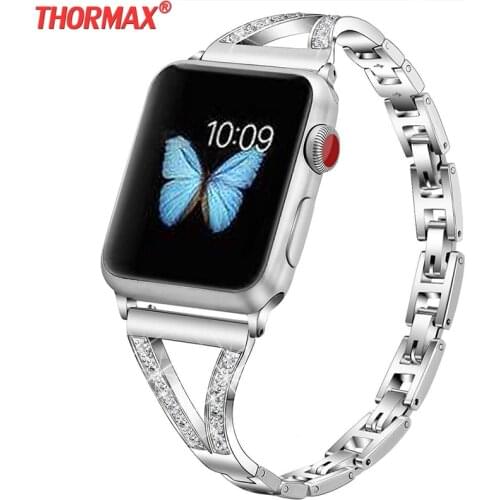 Luxury diamond Bracelet Stainless Steel band For Apple Watch series 3 2 1 42mm 38mm Bracelet strap for iwatch series 4 44mm 40mm