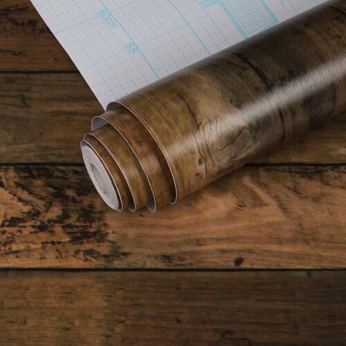 Wood Self-adhesive Sticker Waterproof PVC Wallpaper Furniture Renovation Stickers Home Decor Film