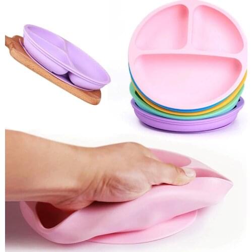 Baby Safe Silicone Dining Plate Kids Tableware Strong Sucker Children Dishes Silica Gel Baby Feeding Bowls Kids Accessories
