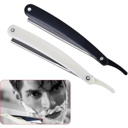 1Pc Stainless Steel Men Shaving Barber Tools Hair Razor And Blades Antique Black Folding Shaving Knife Straight Razor Holder