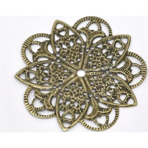 Free shipping-50Pcs Antique Tone Filigree Flower Wraps Connectors Metal Crafts Gift Decoration DIY Findings 46mm J0606