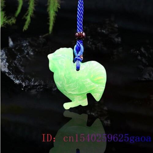 Green Jade Chicken Pendant 3D Carved Chinese Jadeite Men Amulet Jewelry Gifts Fashion Women Natural Necklace Charm