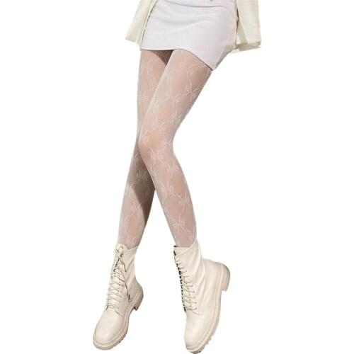 Female Pantyhose, Moon/ Skull/ Bowknot Patterns Hollow Out Stockings Leggings for Spring Summer