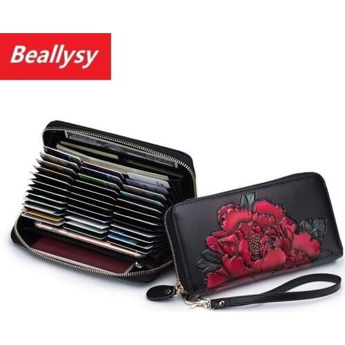 Ladies Purses Genuine Leather Wallets Women Long Zipper Passport Purse Woman Wallet Card Holder Clutch Femme Cell Phone Pocket