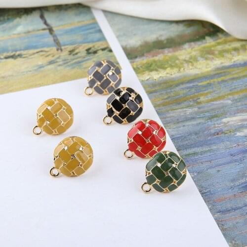 10pcs Korean Style Circle Earrings For Women Party 2020 Lattice Round Belt Hanging Stud Earrings elegant Diy Jewelry Accessories