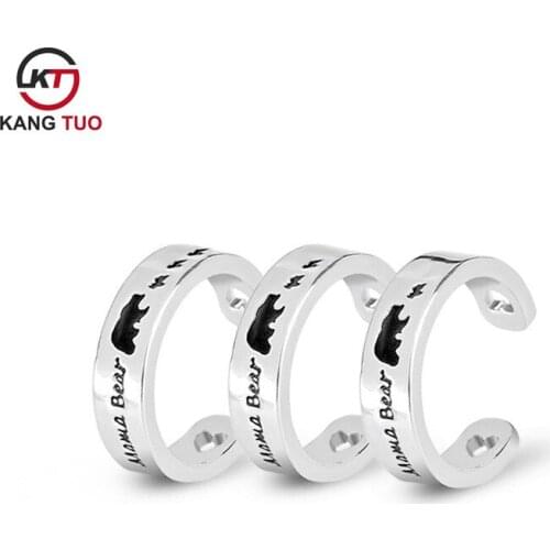 Mama bear Ring Fashion High Quality Alloy Plated Opening Finger Ring With Black Enamel For Women&Men 12pcs/lot