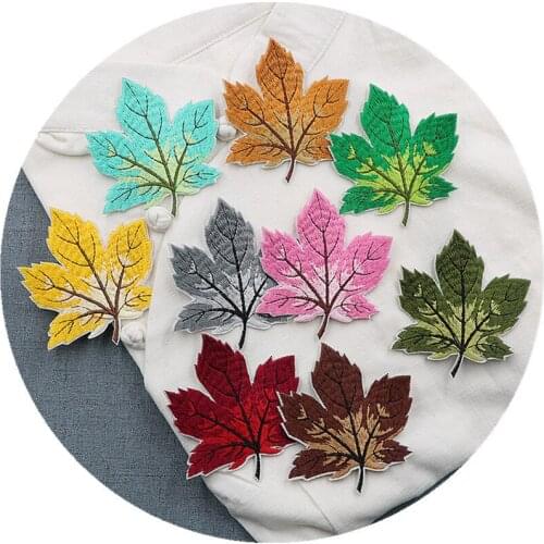 1Pcs Leaf (Size:6.9x7.9cm) DIY Cloth Badges Mend Decorate Patches Jeans Bag Clothes Apparel Sewing Decoration Applique