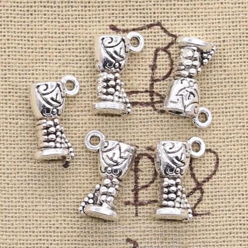 10pcs Charms Grape Wine Glass Wineglass 14x7x7mm Antique Silver Color Pendants Making DIY Handmade Tibetan Finding Jewelry