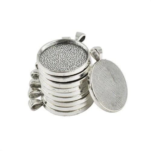 10Pcs Alloy Round Bezel Pendant Trays Blanks Bases 30mm Cabochon Settings DIY