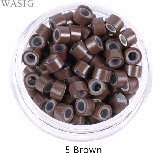 1000 pcs 5# brown 4.5mm*2.5mm*3mm Silicone MicroRing/Link/Bead Hair Extensions Tools 7 Colors Optional