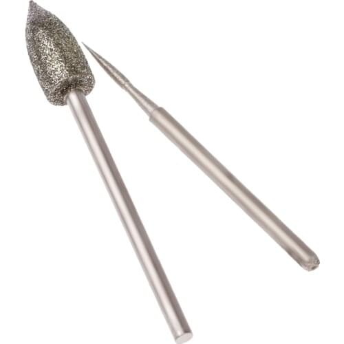 2x/1set 1.5mm/6mm Polished Needle.Electroplating Diamond Grinding Head 2.35mm Shank Needle Jade Stone Carving Engraving Tool